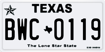 TX license plate BWC0119