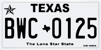 TX license plate BWC0125