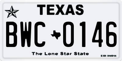TX license plate BWC0146