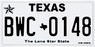 TX license plate BWC0148