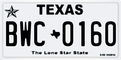 TX license plate BWC0160