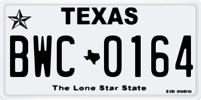 TX license plate BWC0164