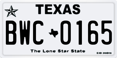 TX license plate BWC0165