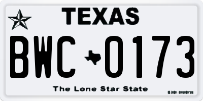 TX license plate BWC0173