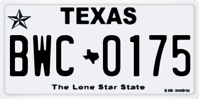 TX license plate BWC0175