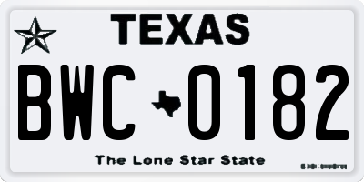 TX license plate BWC0182