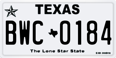 TX license plate BWC0184