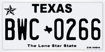 TX license plate BWC0266