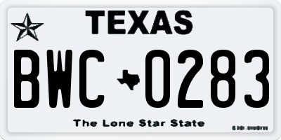 TX license plate BWC0283