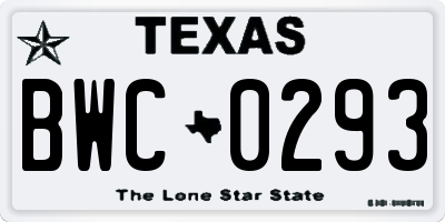 TX license plate BWC0293