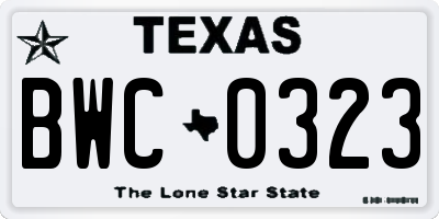 TX license plate BWC0323
