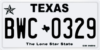 TX license plate BWC0329