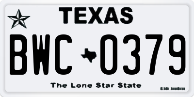 TX license plate BWC0379