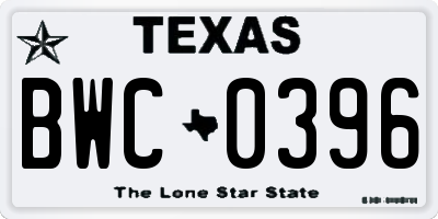 TX license plate BWC0396