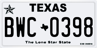 TX license plate BWC0398
