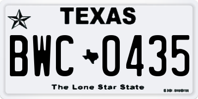 TX license plate BWC0435