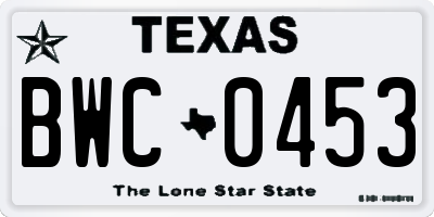 TX license plate BWC0453