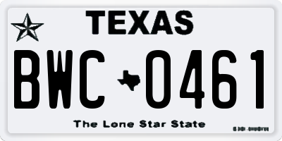 TX license plate BWC0461
