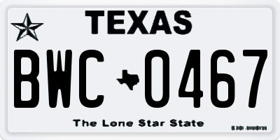 TX license plate BWC0467