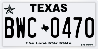 TX license plate BWC0470