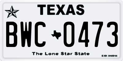 TX license plate BWC0473