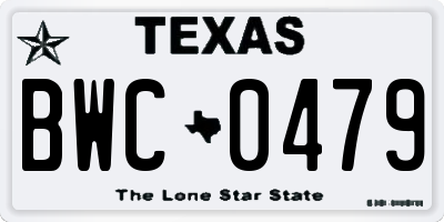 TX license plate BWC0479