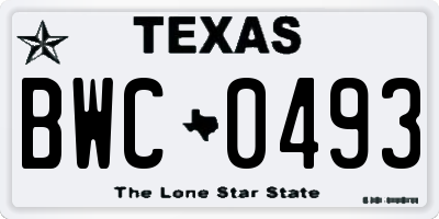 TX license plate BWC0493