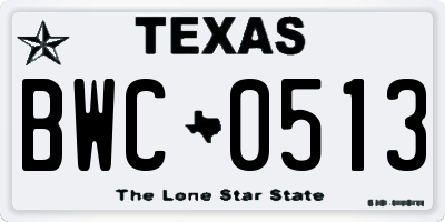 TX license plate BWC0513