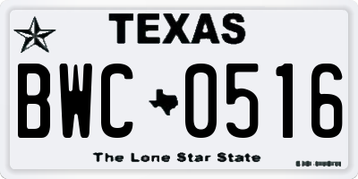 TX license plate BWC0516