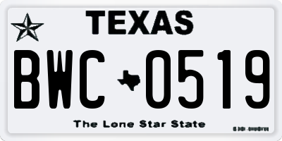 TX license plate BWC0519