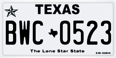 TX license plate BWC0523