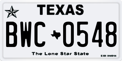 TX license plate BWC0548