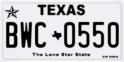 TX license plate BWC0550