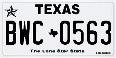 TX license plate BWC0563