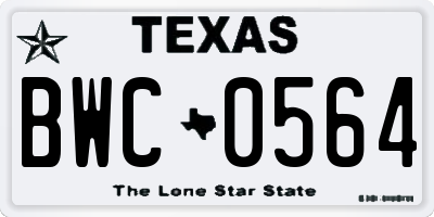 TX license plate BWC0564