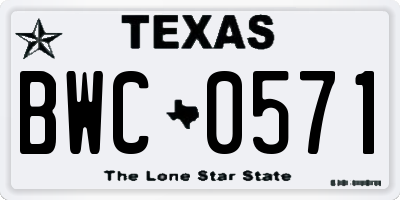 TX license plate BWC0571