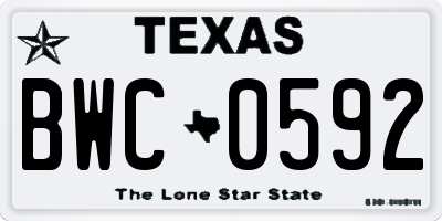 TX license plate BWC0592
