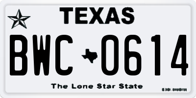 TX license plate BWC0614
