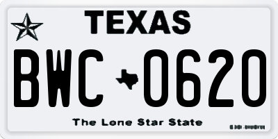 TX license plate BWC0620