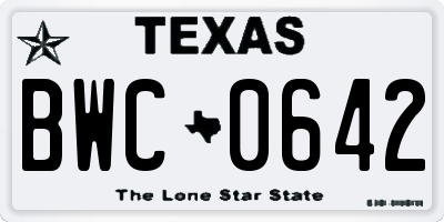 TX license plate BWC0642