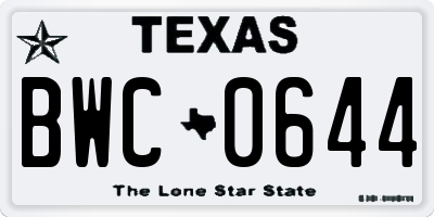 TX license plate BWC0644