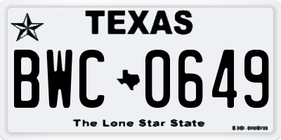 TX license plate BWC0649