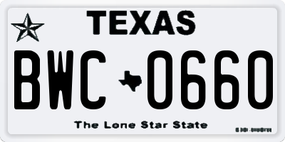 TX license plate BWC0660