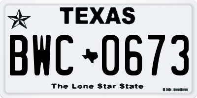 TX license plate BWC0673