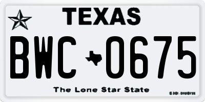 TX license plate BWC0675