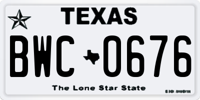TX license plate BWC0676