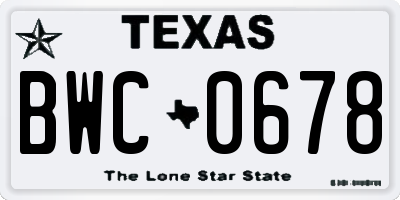 TX license plate BWC0678