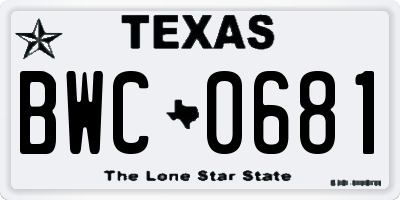 TX license plate BWC0681