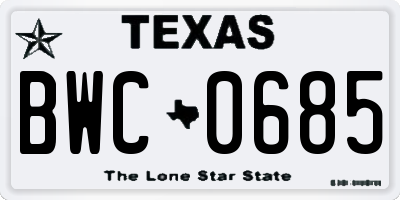 TX license plate BWC0685
