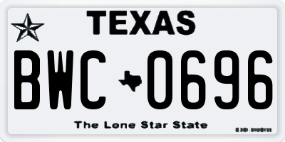 TX license plate BWC0696